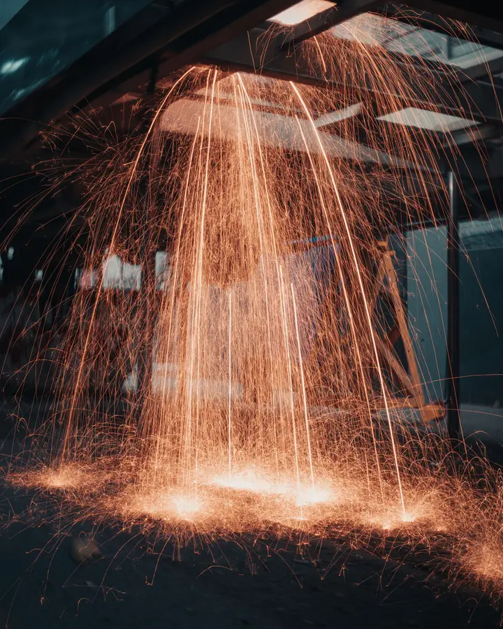 Ground spark waterfall