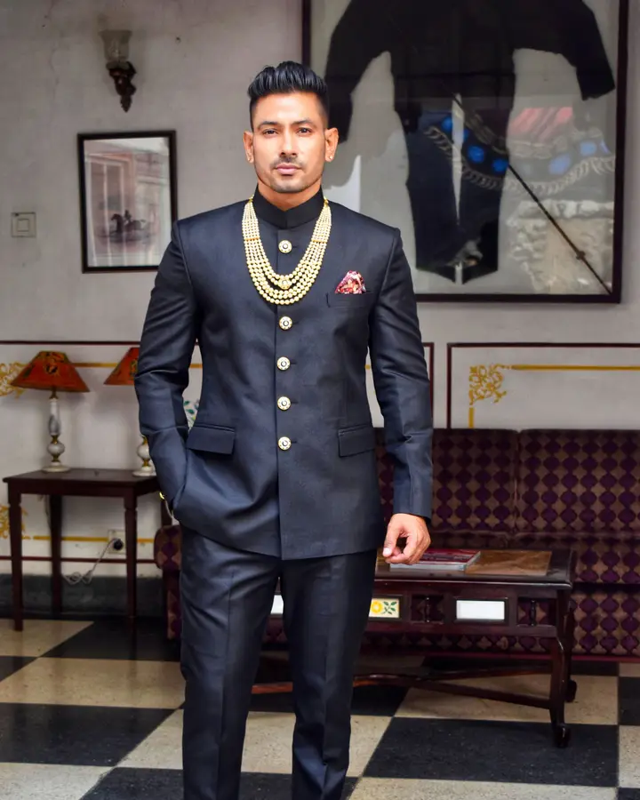 Navy bandhgala suit