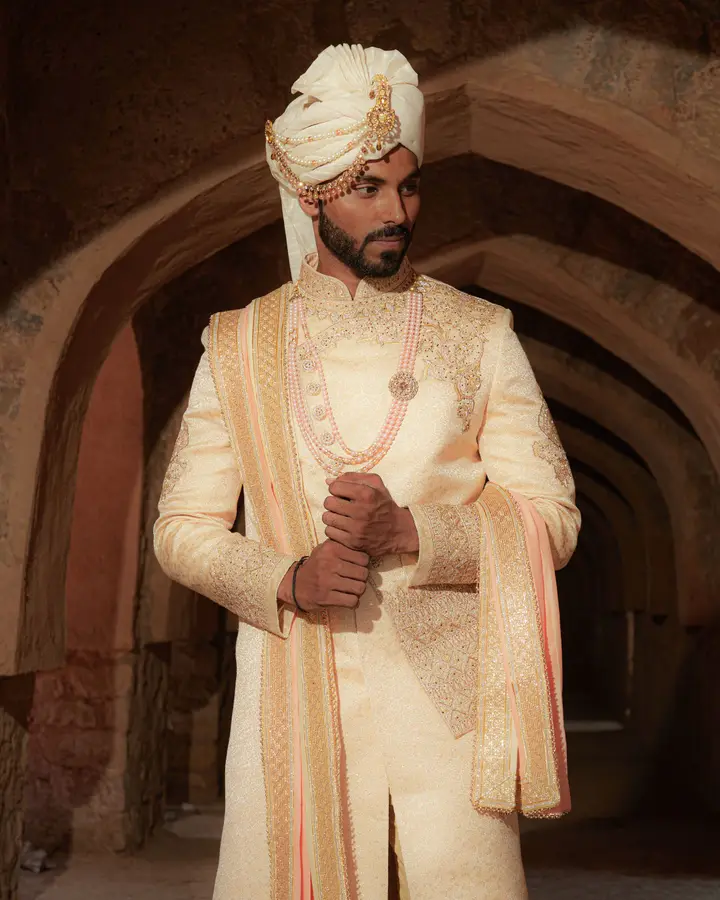 Raw-silk sherwani