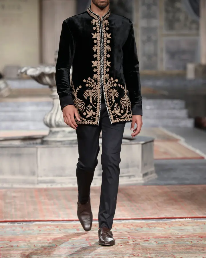 Velvet zardozi bandhgala
