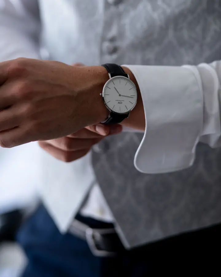 Slim dress watch, white dial