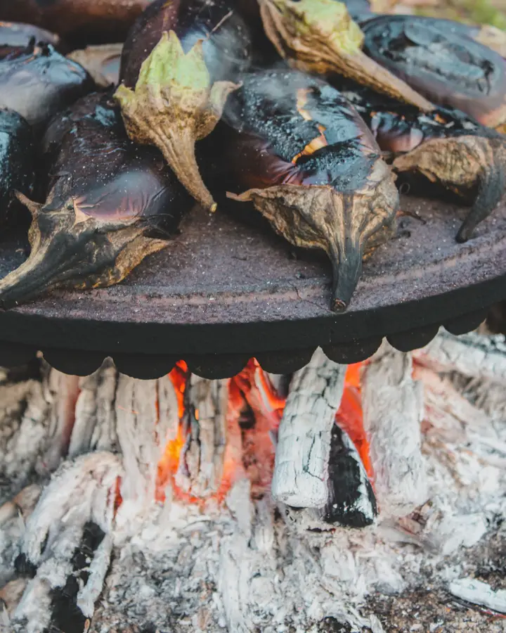 Charred brinjal, smoked curd