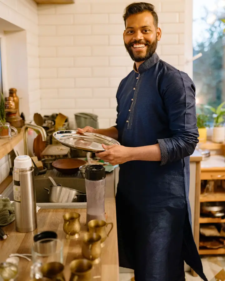 Indigo khadi kurta