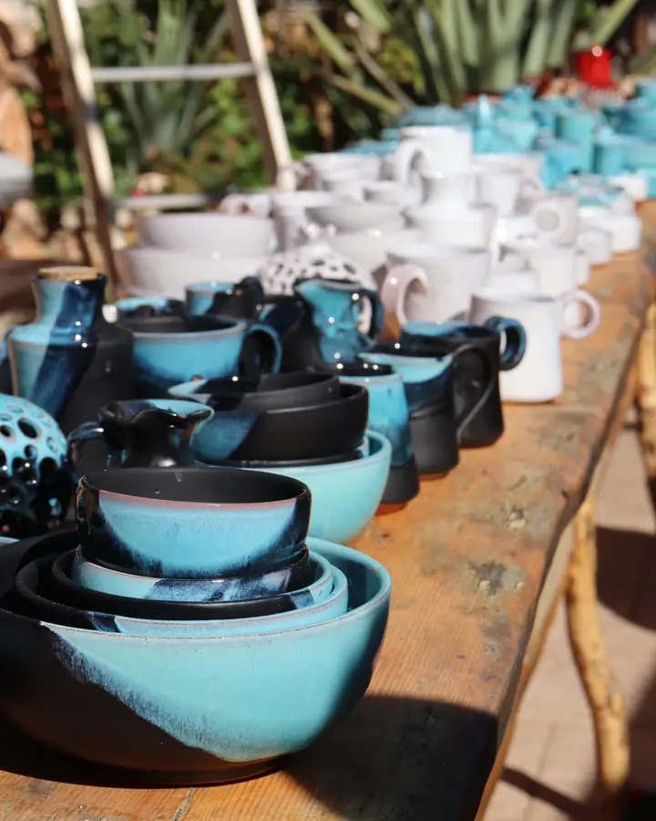 Lagoon blue serving bowls