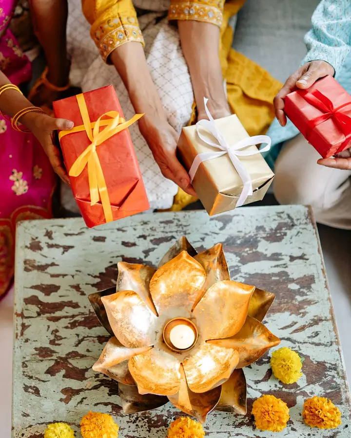 Brass lotus diya hamper