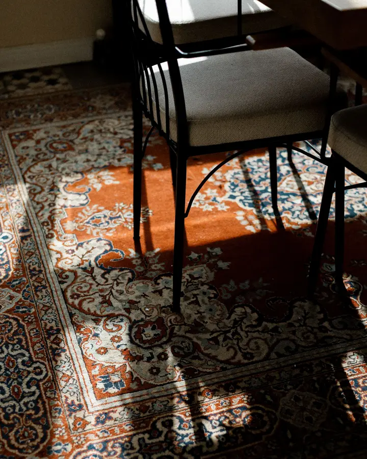 Rust field hand-tufted rug