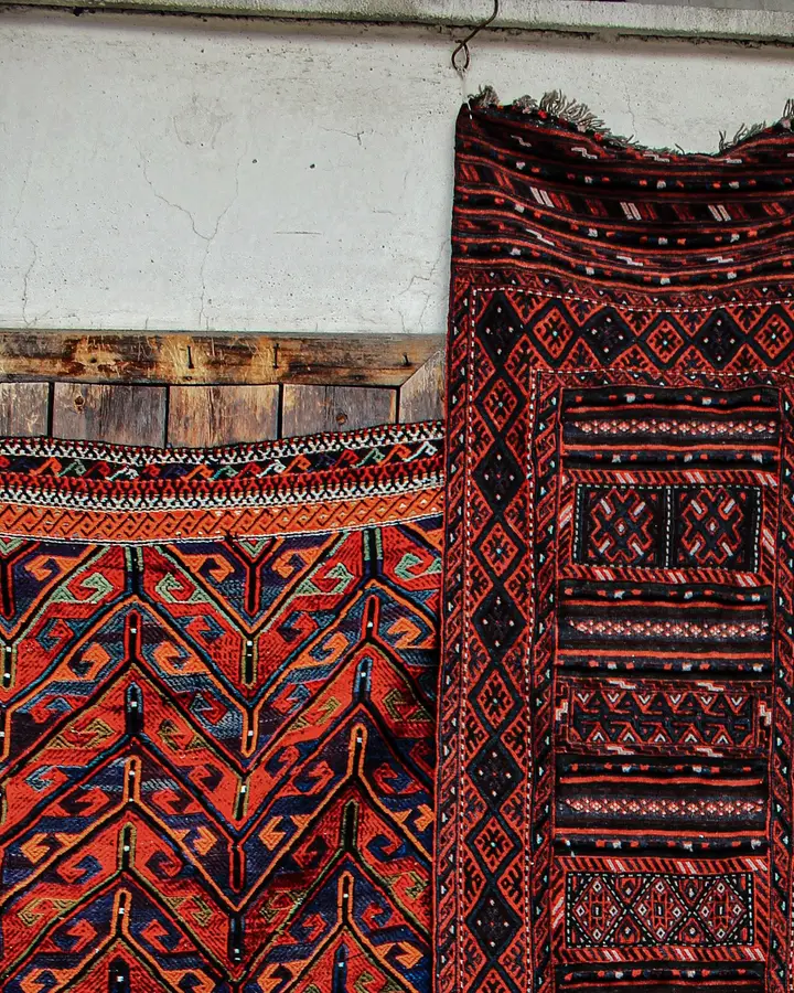 Madder red tribal rug