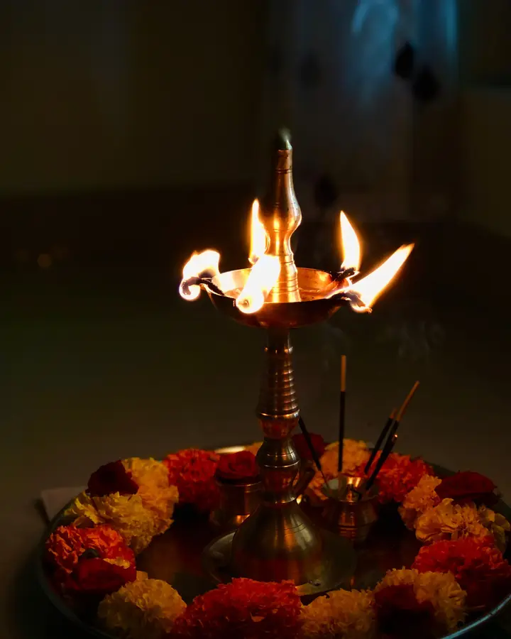 Brass lamps and diya set-ups