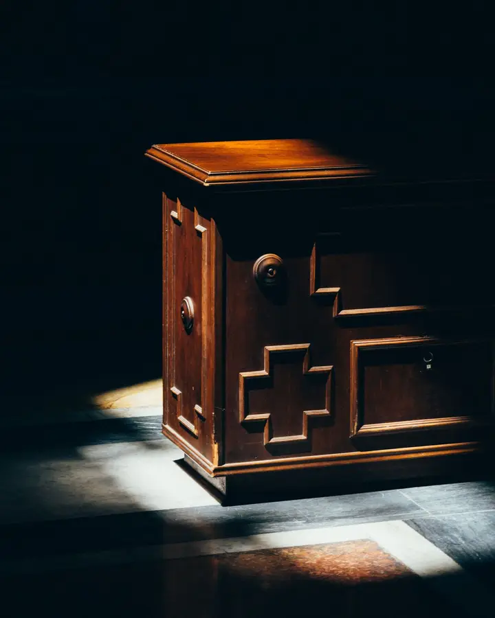Stepped teak cabinet