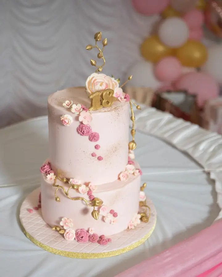 Two-tier floral cake