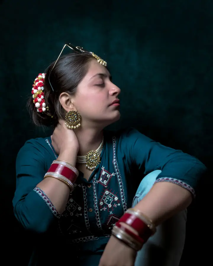 Phulkari yoke kurta