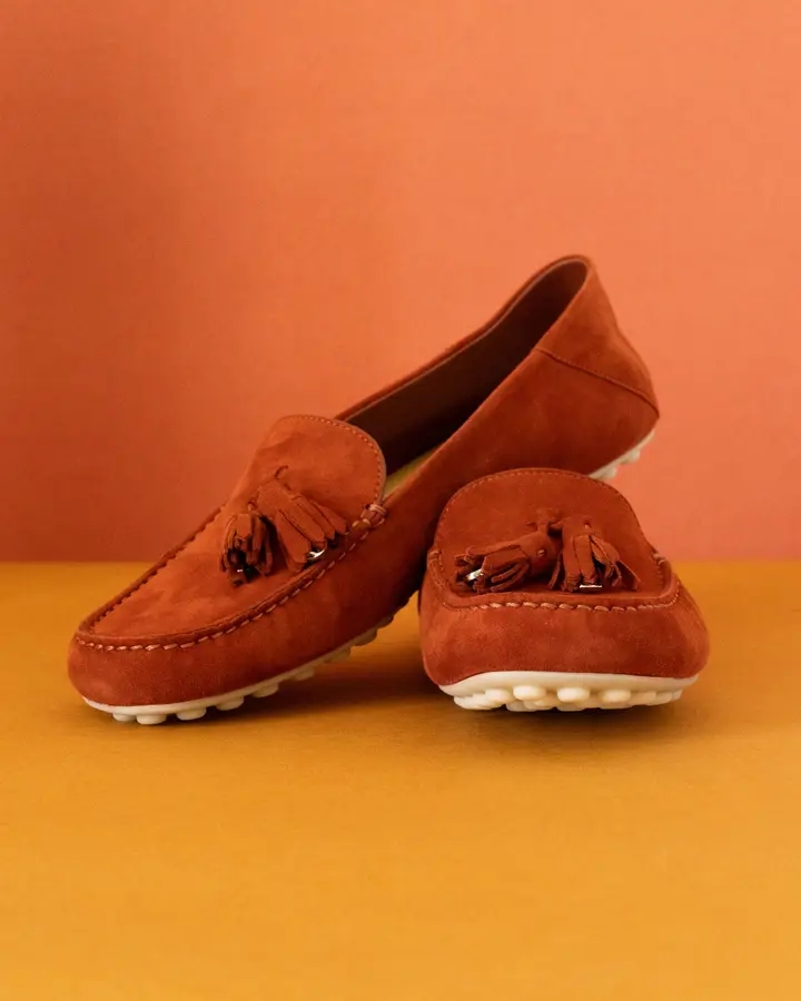 Tan suede driving moccasin